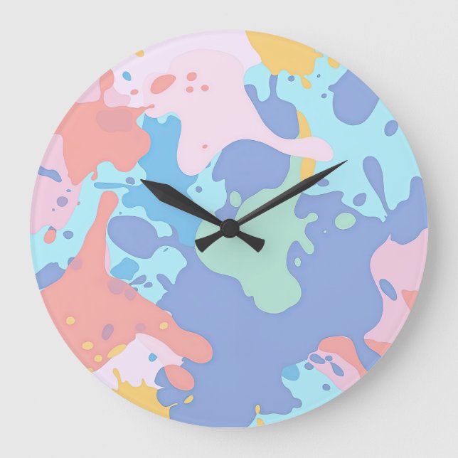 Ein chaotisches Farbmuster Große Wanduhr (Vorderseite)
