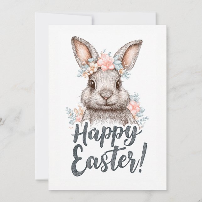 Ein charmanter bemalter Osterhase Feiertagskarte (Vorderseite)