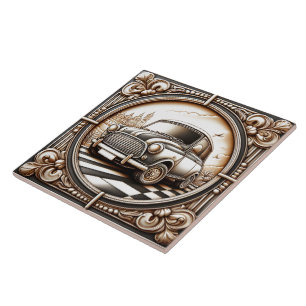 Ein charmantes Vintage Car on the Decorative Tile Fliese