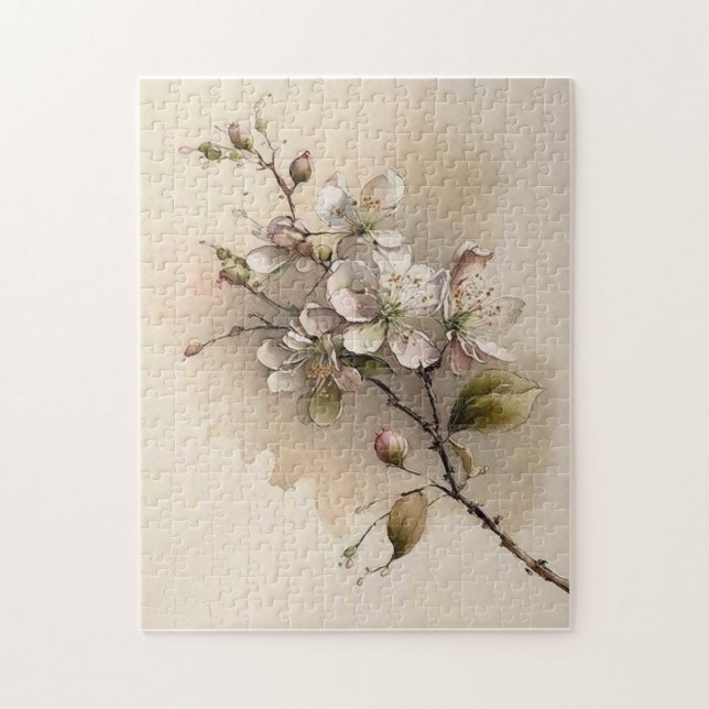 Ein Cherry Blossom Zweigstelle Wasserfarbe Puzzle (Vertikal)
