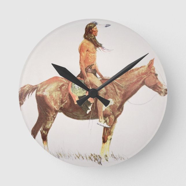 Ein Cheyenne Brave, 1901 (Farbelitho) Runde Wanduhr (Vorderseite)