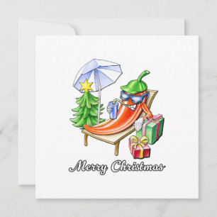 Ein Chili frohe Weihnachten unter Sonnenschirm und Dankeskarte