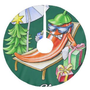 Ein Chili frohe Weihnachten unter Sonnenschirm und Polyester Weihnachtsbaumdecke