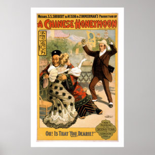 Ein chinesischer Hochzeitsreise Vintage-Theaterpla Poster