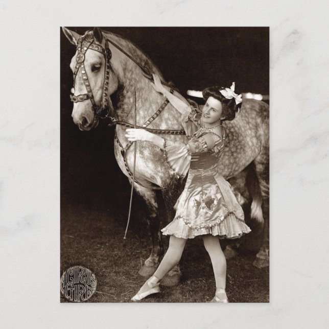Ein Circus Girl and Horse Vintag Postkarte (Vorderseite)