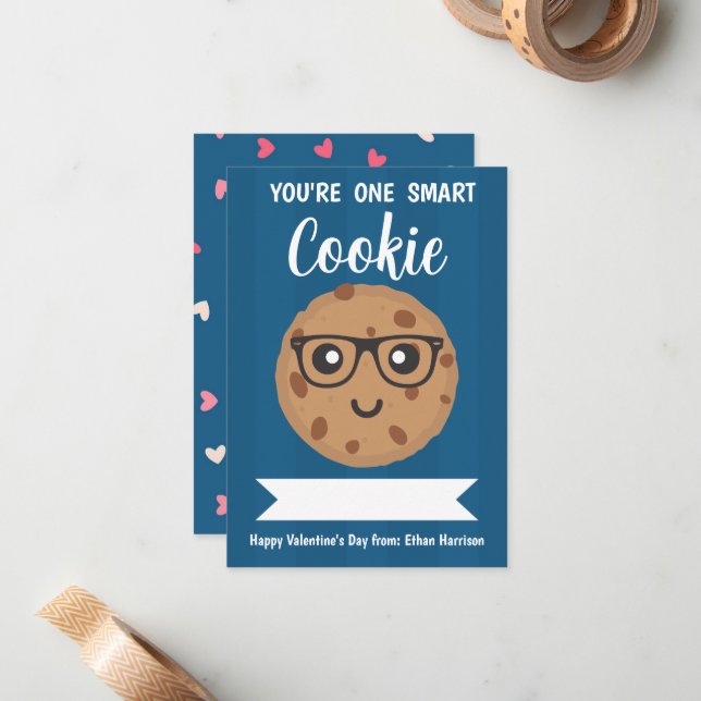 Ein cleverer Cookie - Valentinstag im Klassenzimme Mitteilungskarte (Vorderseite/Rückseite Beispiel)