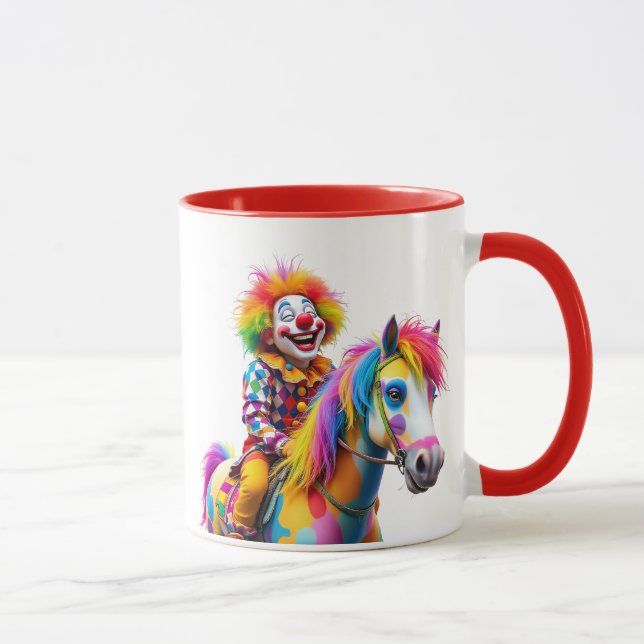 Ein Clown und sein buntes Pferd. Tasse (Rechts)