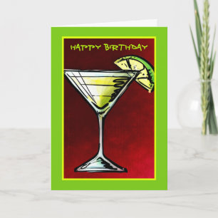 Ein Cocktail Glass Sketch Happy Birthday Karte