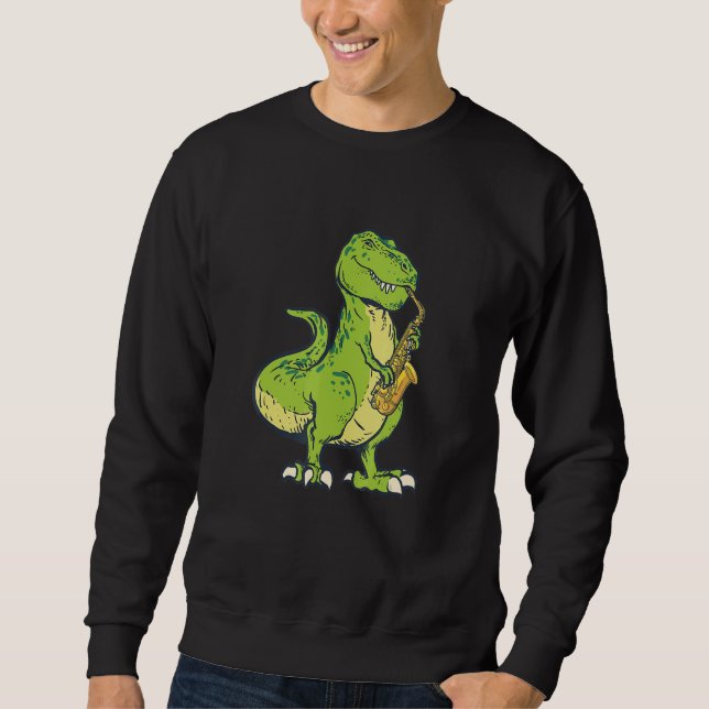 Ein Cooler Dinosaurier, der Saxophon spielt Sweatshirt (Vorderseite)