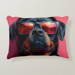 Ein cooler Rottweiler mit Sonnenbrille Dekokissen