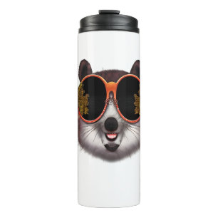 Ein Cooler Tanuki mit Verzierter Sonnenbrille Thermosbecher