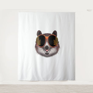 Ein Cooler Tanuki mit Verzierter Sonnenbrille Wandteppich