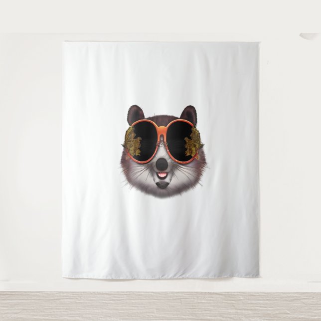 Ein Cooler Tanuki mit Verzierter Sonnenbrille Wandteppich (Vorderseite)