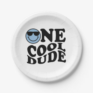 Ein Cooler Typ Blue Retro Preppy Smile Birthday Pappteller