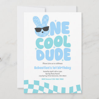 Ein Cooler Typ Boy Spring Bunny 1. Geburtstag Part Einladung