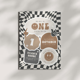 Ein Cooler Typ | Jungen 1. Retro Skater Geburtstag Einladung