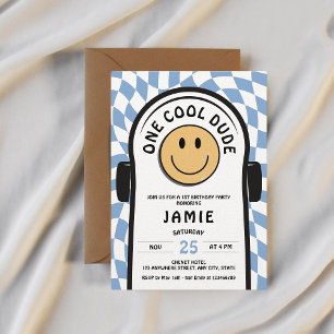 Ein Cooler Typ Retro-Skateboard 1. Geburtstag Einladung