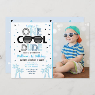 Ein Cooler Typ Sunglass Boy Erster Geburtstag Einladung