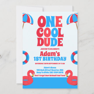 Ein Cooler Typ Tropical Summer 1. Geburtstag Einladung