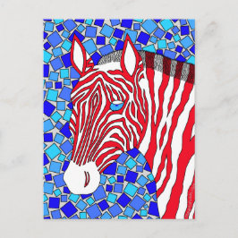 Ein Cooles, aus Zebra bestehendes, rotes Weiß und Postkarte