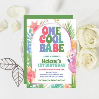 Ein Cooles Babe Tropical Summer 1. Geburtstag Part Einladung