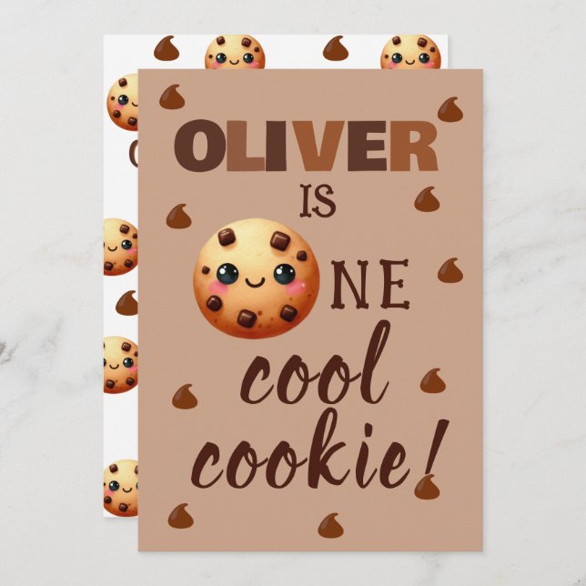 Ein Cooles Cookie 1. Geburtstag Ankündigung (Vorne/Hinten)