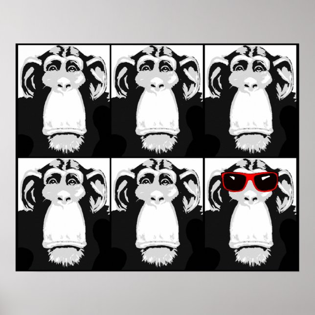 Ein Cooles Monkey Funny Poster-Zeichen drucken Poster (Vorne)