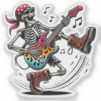 Ein cooles Rockstar-Skelett Aufkleber