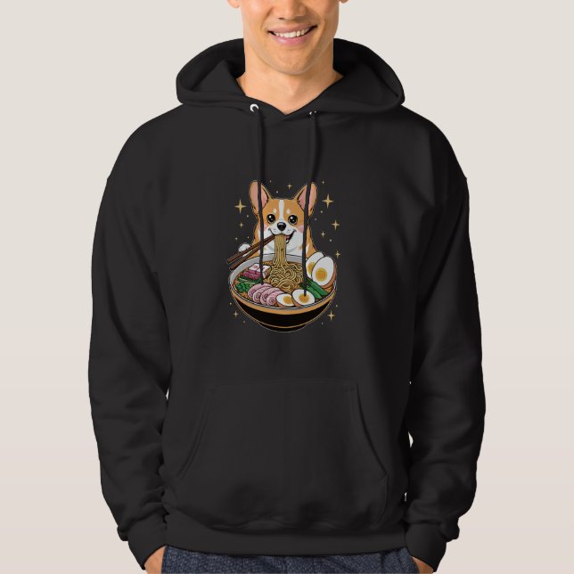 Ein Corgi isst Ramen Noodles Soup Bowl Hoodie (Vorderseite)