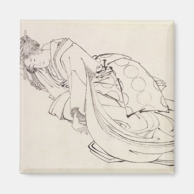 Ein Courtesan, der einen Pokal anbietet, 18.-19. J Magnet (Vorne)