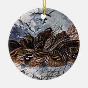 Ein Covey der virginischer Wachteln Keramikornament