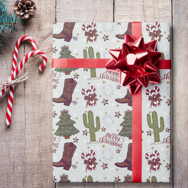 Ein Cowboy frohe Weihnachten Geschenkpapier (Cowboy Western Christmas Wrapping Paper)