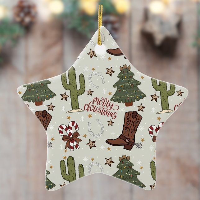 Ein Cowboy frohe Weihnachten Keramik Ornament (Von Creator hochgeladen)