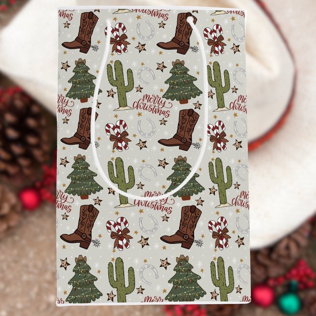 Ein Cowboy frohe Weihnachtsgeschenktasche Mittlere Geschenktüte (Von Creator hochgeladen)