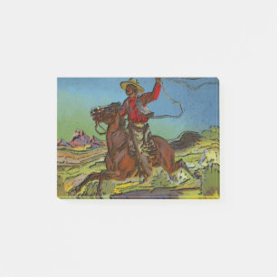 Ein Cowboy schwingt eine Lasso aus dem Pferd Post-it Klebezettel