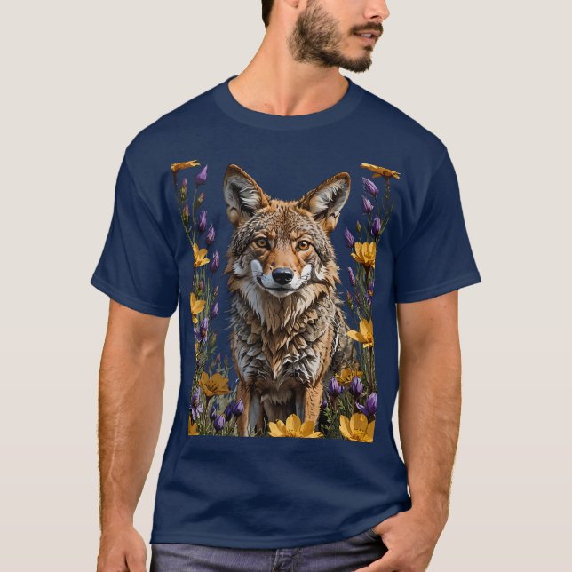 Ein Coyota, umgeben von Blume der Frühjahrswiese T-Shirt (Vorderseite)