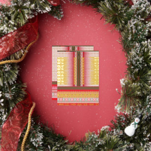 ein Cross-Stitch-Muster mit rotem Hintergrund Folien Feiertagspostkarte