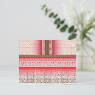 ein Cross-Stitch-Muster mit rotem Hintergrund Postkarte