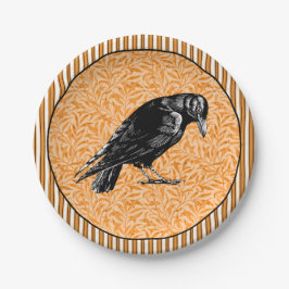 Ein Crow oder ein Raven Halloween Orange und Black Pappteller
