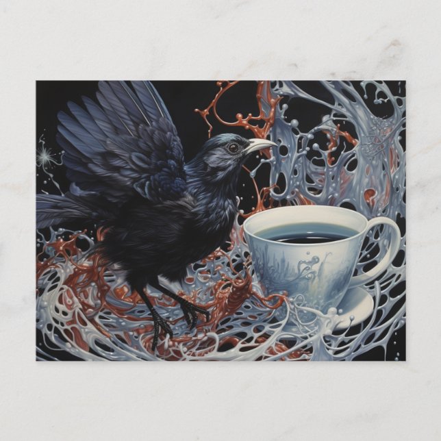 Ein Crow und Kaffee Postkarte (Vorderseite)