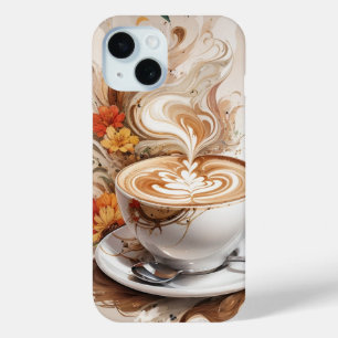 Ein Cup in Cappuccino mit Blume Hintergrund Case-Mate iPhone Hülle
