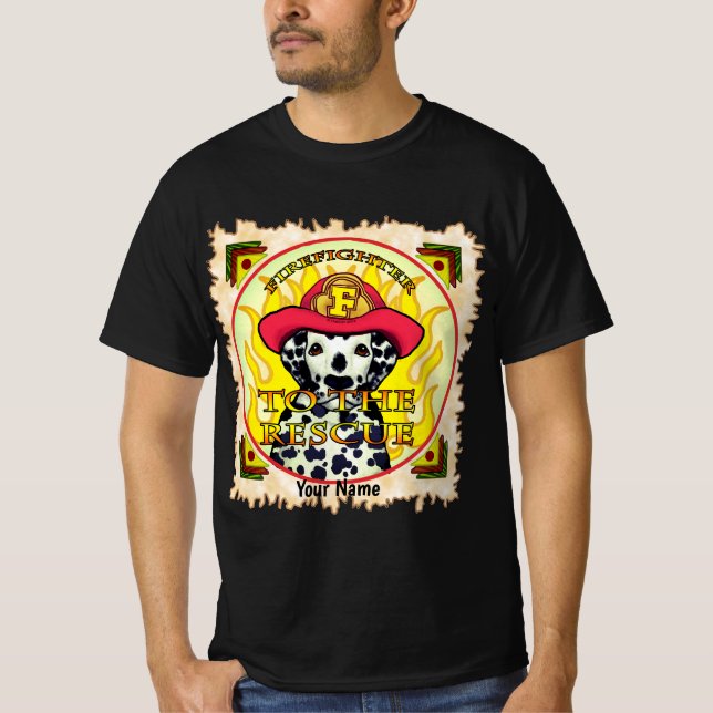 Ein Dalmatiner-Feuerwehrmann-T - Shirt (Vorderseite)