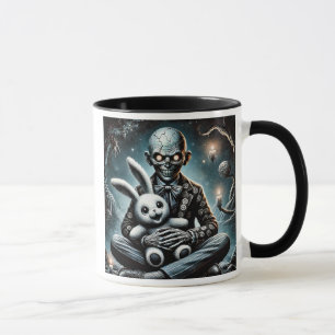 Ein Dämonenmensch mit seinem weißen Kaninchen. Tasse