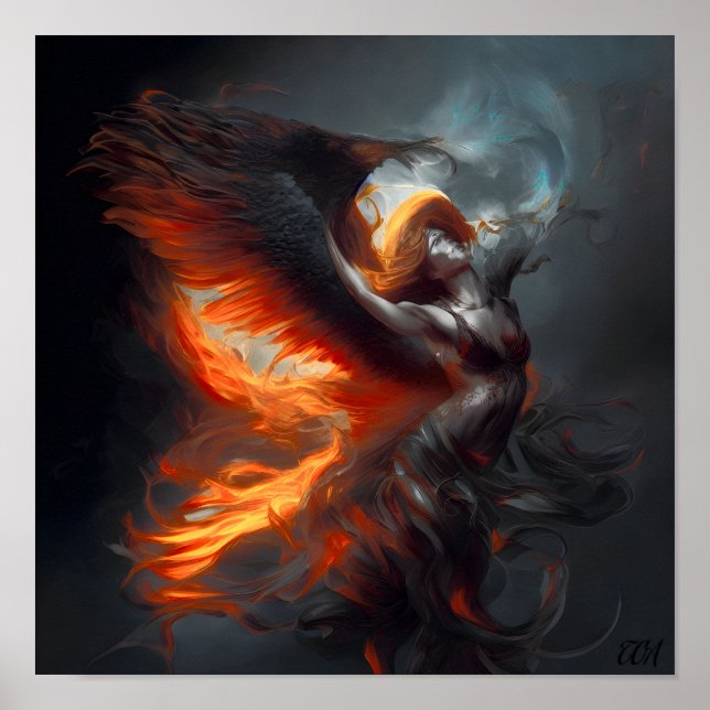 Ein dämonisches Mädchen fliegt in der Luft Poster (Vorne)