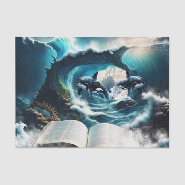 Ein Dampfbad Orca in der Welle Seidenpapier (Vorderseite)