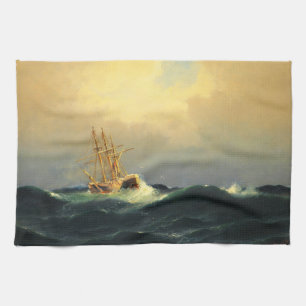 Ein Dampfschiff im Sturm im Atlantischen Ozean Geschirrtuch