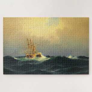 Ein Dampfschiff im Sturm im Atlantischen Ozean Puzzle