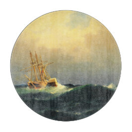 Ein Dampfschiff im Sturm im Atlantischen Ozean Schneidebrett