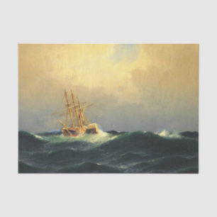 Ein Dampfschiff im Sturm im Atlantischen Ozean Seidenpapier