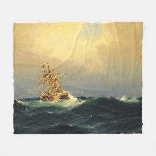Ein Dampfschiff in einem Sturm im Atlantischen Oze Fleecedecke